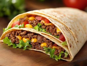A fresco-style soft chicken taco from Taco Bell, served with black beans and salsa on the side, perfect for Weight Watchers.