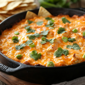 Thick and creamy buffalo chicken dip in a bowl served with celery and tortilla chips