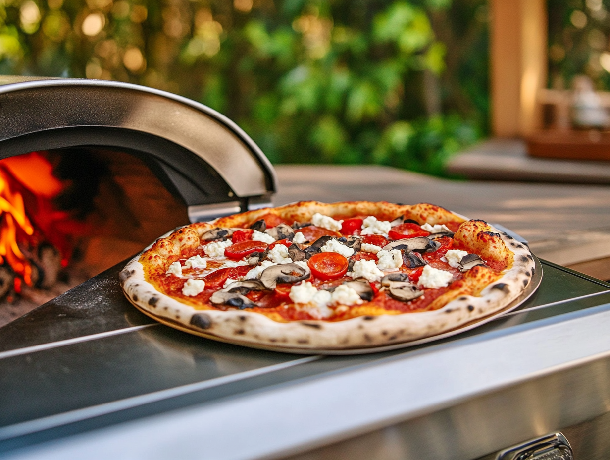 "Image showing the ideal pizza oven temperature for wood-fired and home ovens."