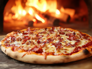 "Image showing the ideal pizza oven temperature for wood-fired and home ovens."