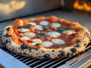 Ooni Koda 12 pizza oven with pizza being cooked at high temperature